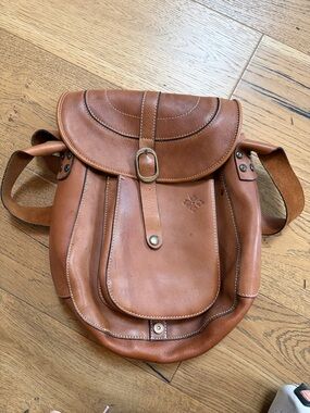 Classic Tan Leather Men's Backpack Sling Bag